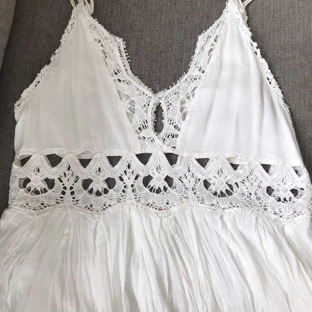 White Crochet Slip Dress by Free People One